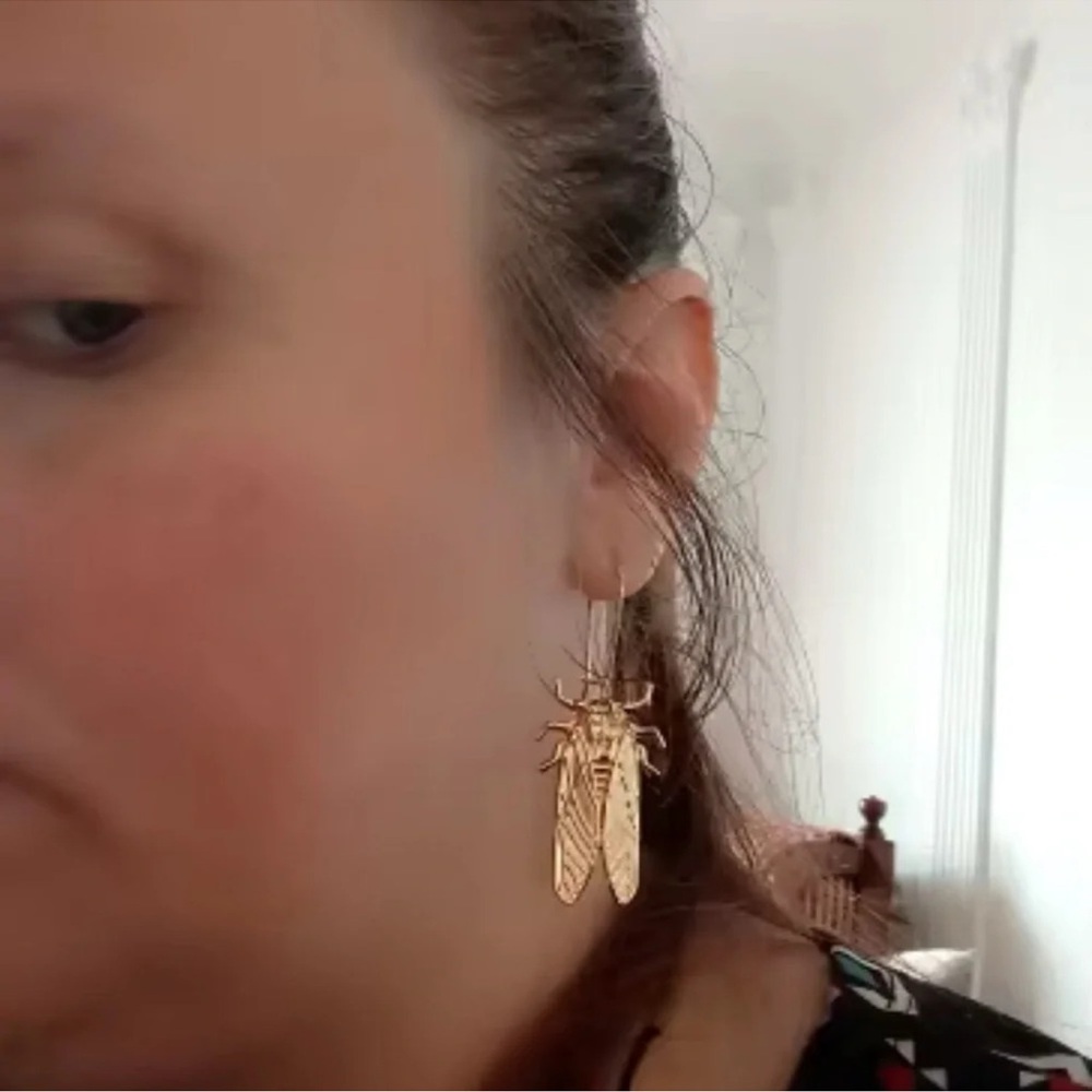 Vintage Egyptian Big Beetle Insect Bugs Earrings - Picture 12 of 16